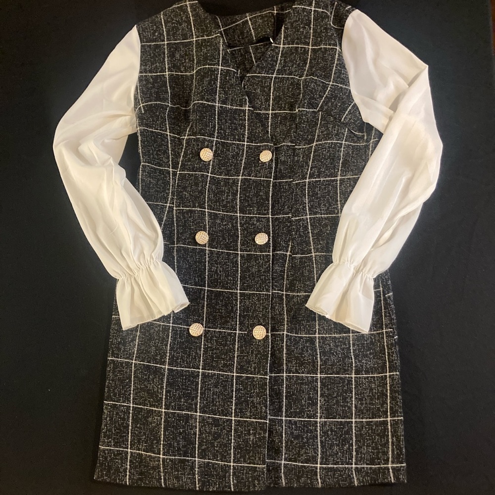 Grey & White Plaid Dress